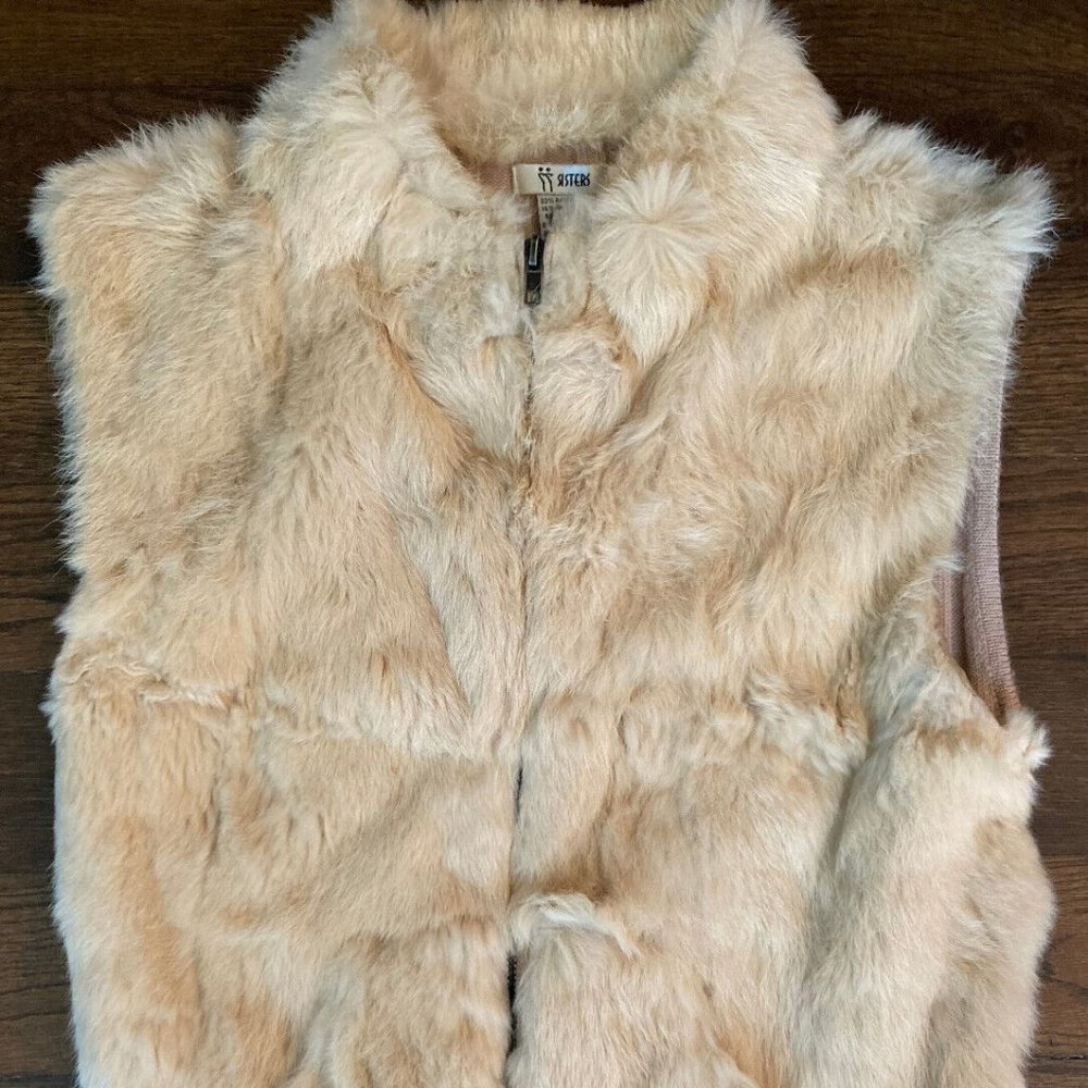Vintage 1980s Women's Sisters Rabbit Rur and Wool Vest Large